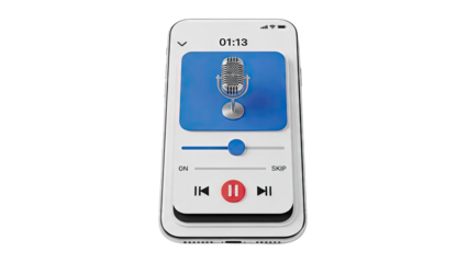 Smartphone Screen Displaying Podcast Player Interface