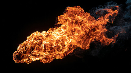 a fireball with orange flames against a dark background