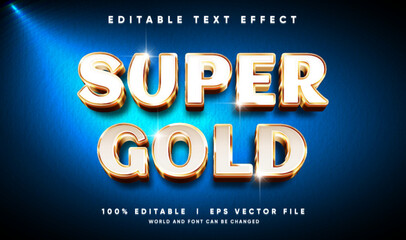 super gold 3d vector text effect with modern style