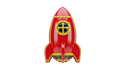 Red and Yellow Cartoon Rocket