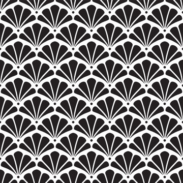 Abstract Seamless Black and White Art Deco Vector Pattern