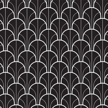 Abstract Seamless Black and White Art Deco Vector Pattern