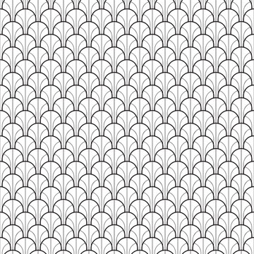 Abstract Seamless Black and White Art Deco Vector Pattern