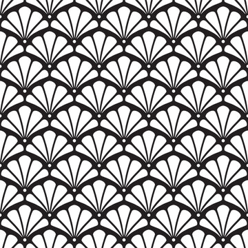 Abstract Seamless Black and White Art Deco Vector Pattern