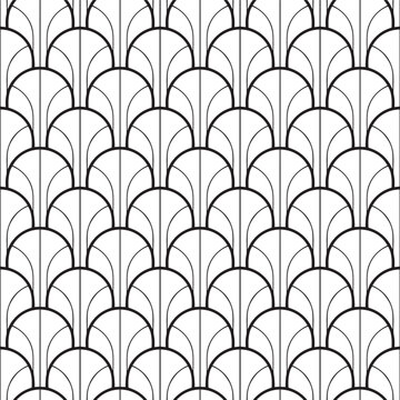 Abstract Seamless Black and White Art Deco Vector Pattern