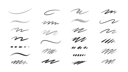 Collection of Hand Drawn Brush Strokes and Lines for Design Elements.