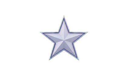3D Silver Star Icon on transparent background