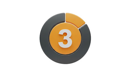 Number 3 in a Circular Segmented Design