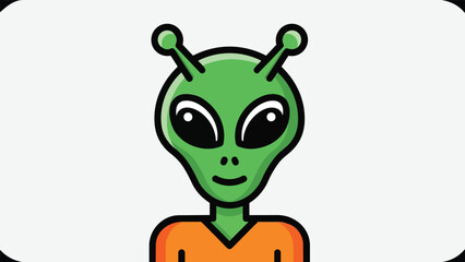 Obraz premium Cartoon Alien Character with Green Skin and Antennae.