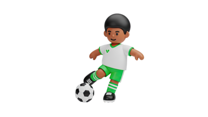 3D Render of a Cartoon Football Player Kicking a Soccer Ball