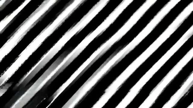 Diagonal black and white stripes create a bold graphic pattern.