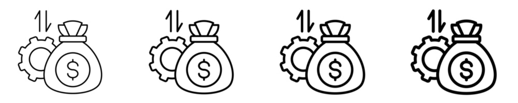 Budget Adjustment  Icon Set Different Style Collection