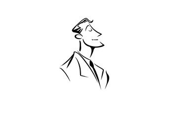 Obraz premium Stylized black and white line drawing of a person