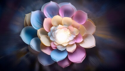 A Spiral Of Pastel Colored Petals Leading To A Bright Light In The Center On A Dark Background