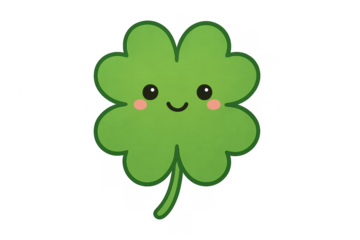 Cute smiling four leaf clover character for luck