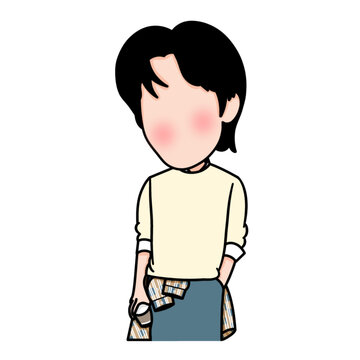 Chibi art illustration Chinese actor. A handsome male Chinese actor is modeling while holding a coffee.