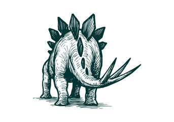 Stegosaurus hand drawn simple sketch vector illustration