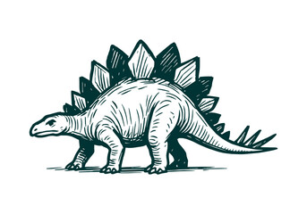 Stegosaurus hand drawn simple sketch vector illustration