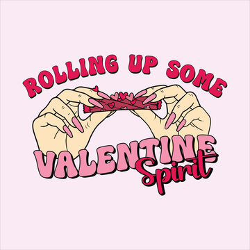 Rolling Up Some Valentine Spirit &mdash; Retro Love Typography Vector