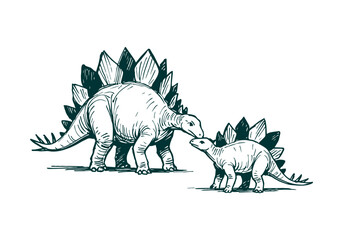 Stegosaurus hand drawn simple sketch vector illustration