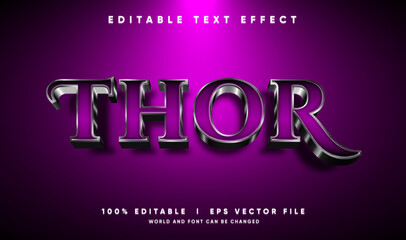 text effect silver Editable thor,