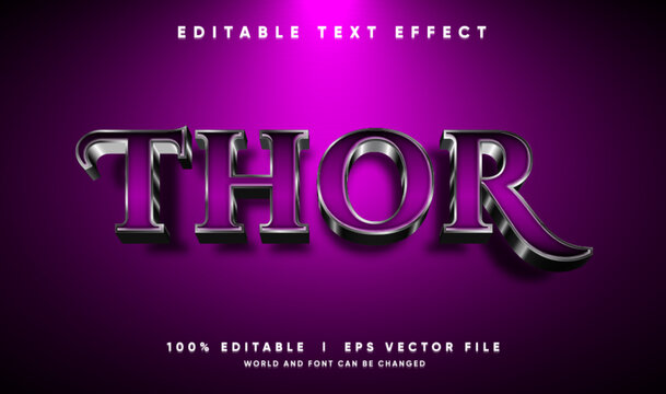 text effect silver Editable thor,
