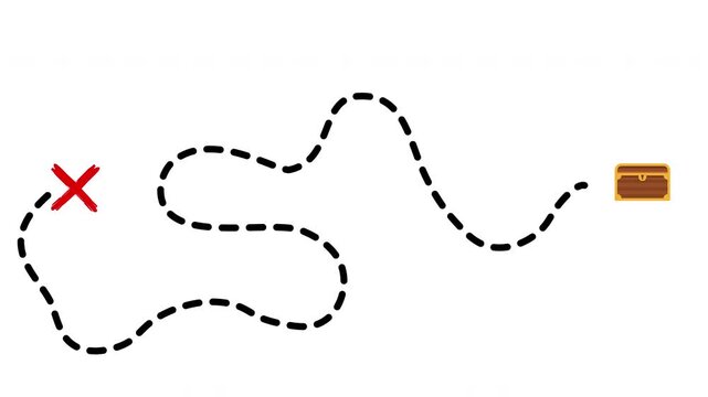 Scavenger Hunt map path to gold treasure