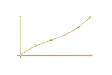 Gold line chart showing increasing business growth, successful investment, and financial profit trend on transparent background