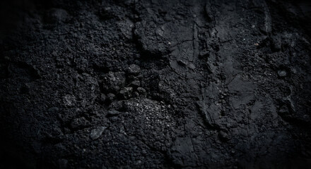 Rich Dark Coal and Charcoal Texture Background. Raw Black Carbon Surface for Energy, Industrial, and Abstract Design.