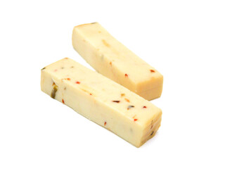 Piece of cheese isolated on a white background