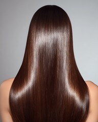 ultra glossy straight hair, silky smooth strands, mirror shine effect,