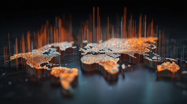 global digital economy growth concept, holographic world map with rising data lines, finance and technology future, - Powered by Adobe