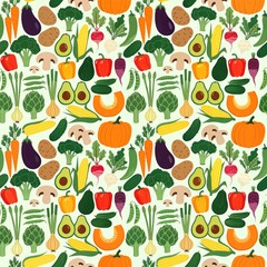 Colorful Flat Design Vegetable Pattern