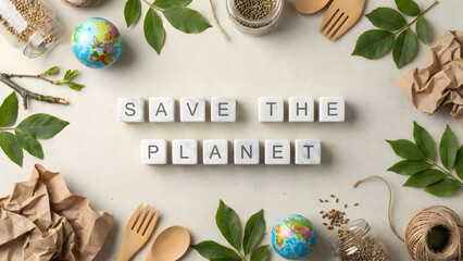 Eco friendly lifestyle and save the planet concept