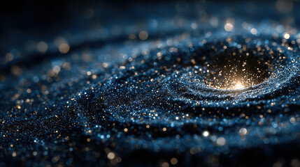 Sparkling cosmic scene resembling stars or a galaxy in deep space.