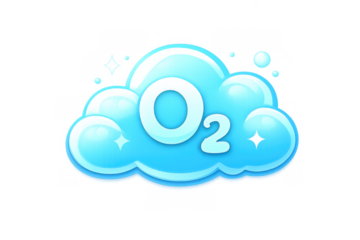 Blue o2 cloud producing fresh clean oxygen, representing health, environment, and pure air quality, transparent background