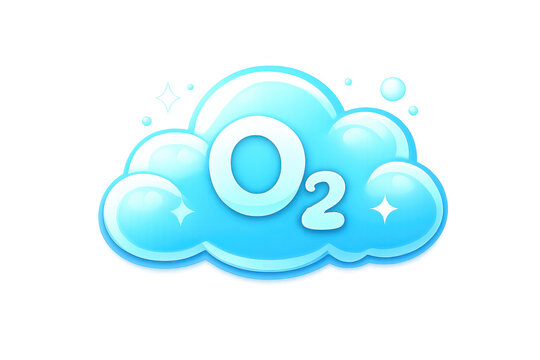 Blue o2 cloud producing fresh clean oxygen, representing health, environment, and pure air quality, transparent background