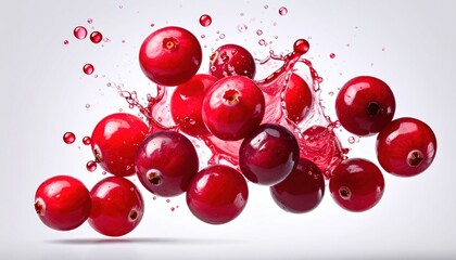 Cranberries with Juice Splash - A Vibrant and Refreshing Still Life.