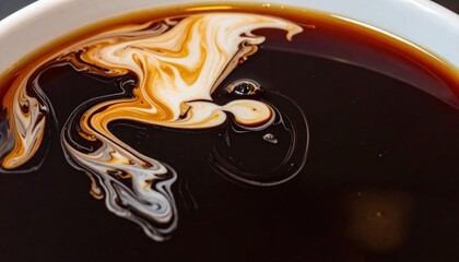 Creamy Coffee Swirl - A Close-Up of Coffee and Cream.