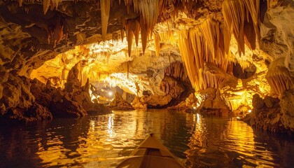 Enchanting Reflections - A Glimpse into the Depths of a Subterranean Cave.