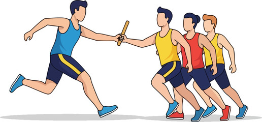 Fototapeta premium Men Running in a Relay Race.