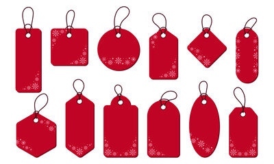 Gift winter tags. Snowflake gift tags. Gift tags with snowflake pattern. Sale promotion and gift card. Vector illustration