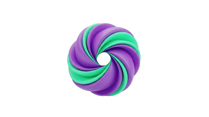 Swirling Torus with Purple and Green Ribbons