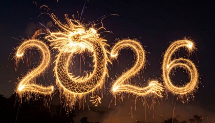 Fiery Dragon and 2026 New Year Celebration Sparklers.