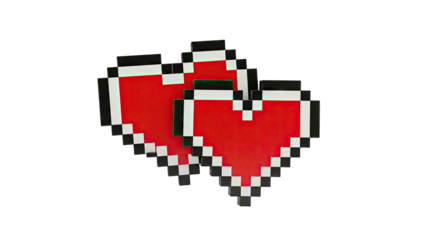 Two Pixelated Red Hearts