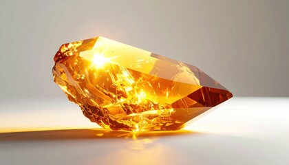 Glowing Citrine Gemstone - A Faceted Treasure of Golden Light.