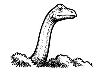 Brachiosaurus hand drawn simple sketch vector illustration
