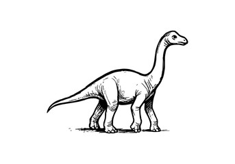 Brachiosaurus hand drawn simple sketch vector illustration