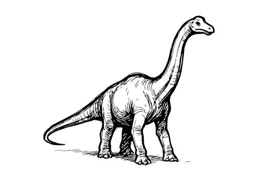 Brachiosaurus hand drawn simple sketch vector illustration