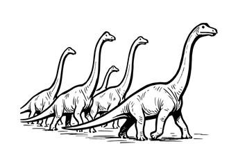 Brachiosaurus hand drawn simple sketch vector illustration